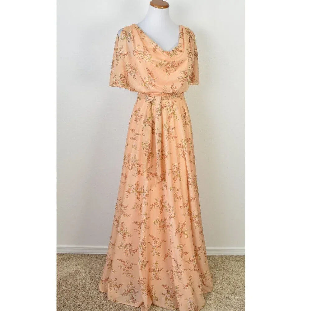 Vintage 1970s Floral Boho Maxi Dress - 4 - Picture 7 of 10